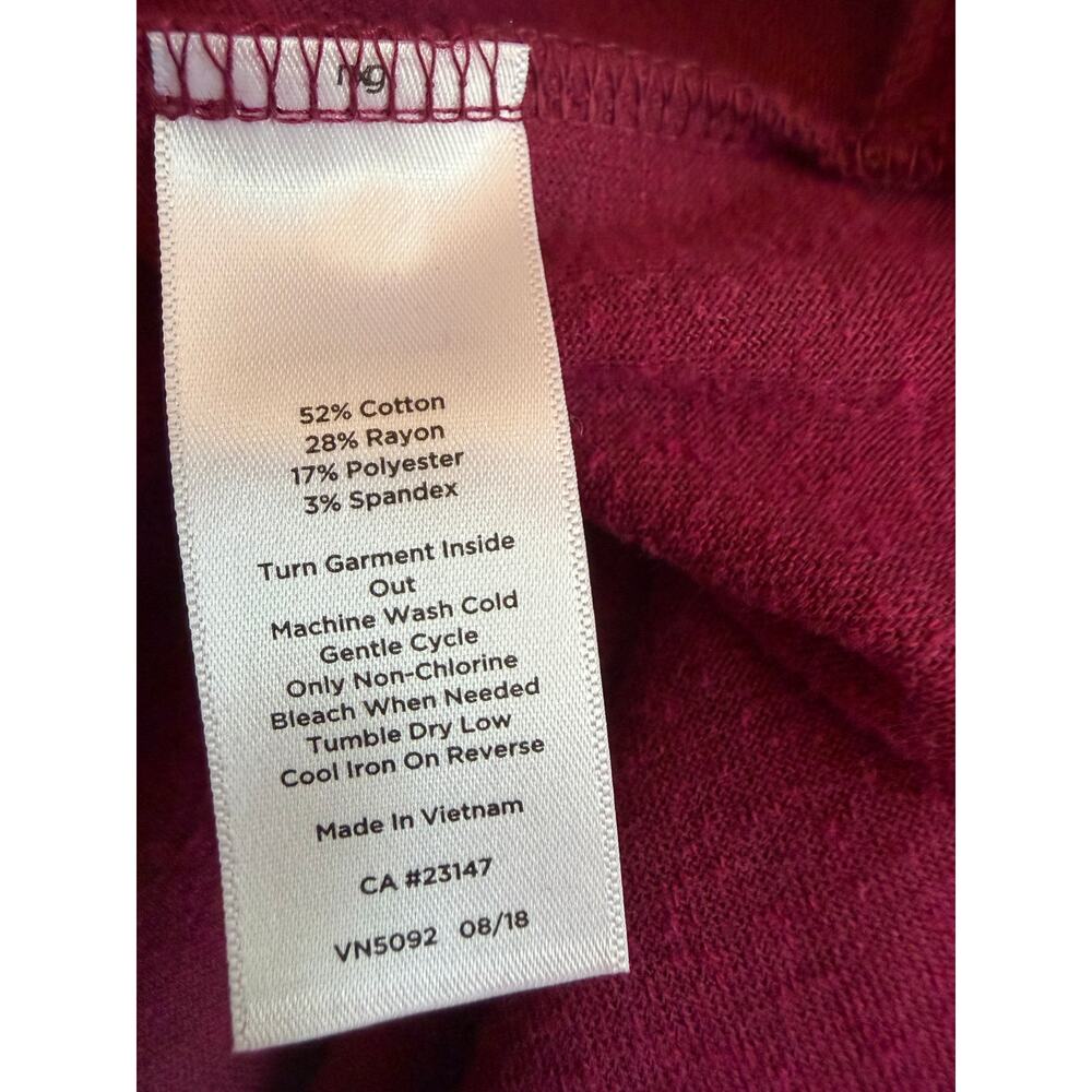 T by Talbots Velour Tunic XL Wine Berry Split Neck Long Sleeve Stretch Preppy - Picture 5 of 5